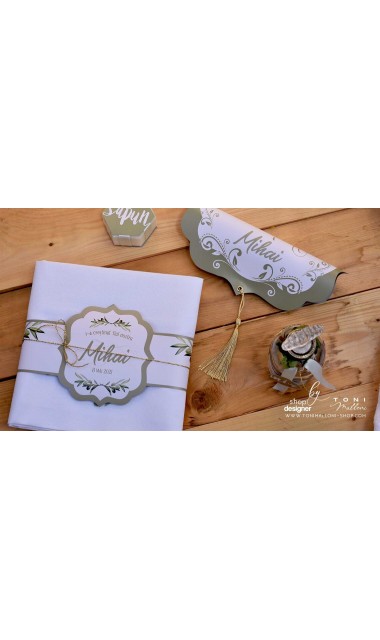 Trusou de botez cu motive frunze maslin Olives 5